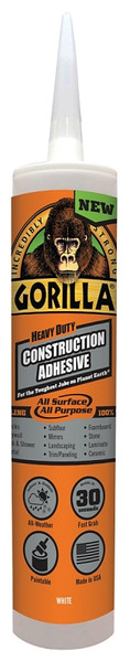 Gorilla 8010003 Construction Adhesive, White, 9 oz Cartridge [SKU: ORG5121405]