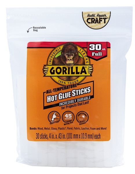 Gorilla 3033002 Hot Glue Stick, Clear, 30 Pack [SKU: ORG5122932]