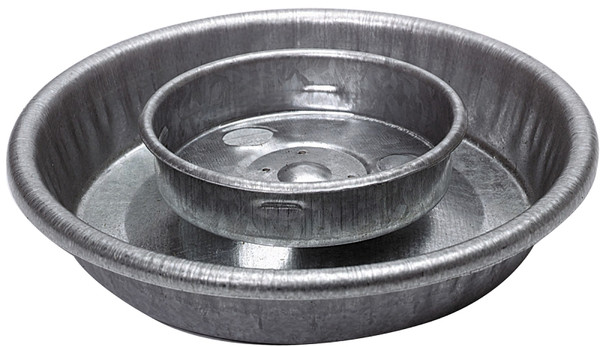 Little Giant 9826 Waterer Base, 5-1/2 in Dia, 1-1/4 in H, 1 qt Capacity, Galvanized Steel [SKU: ORG5657234]