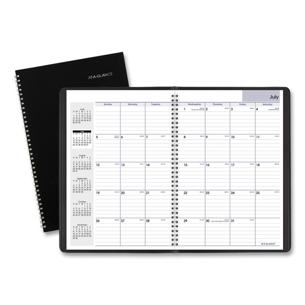 DayMinder Monthly Planner, Academic Year, Ruled Blocks, 12 x 8, Black Cover, 14-Month (July to Aug): 2023 to 2024 [SKU: AAGAY200]