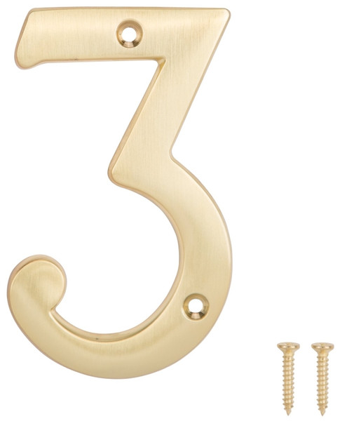 ProSource N-Z043PB3L-PS House Number, Character: 3, 4 in H Character, 2.36 in W Character [SKU: ORG2137487]