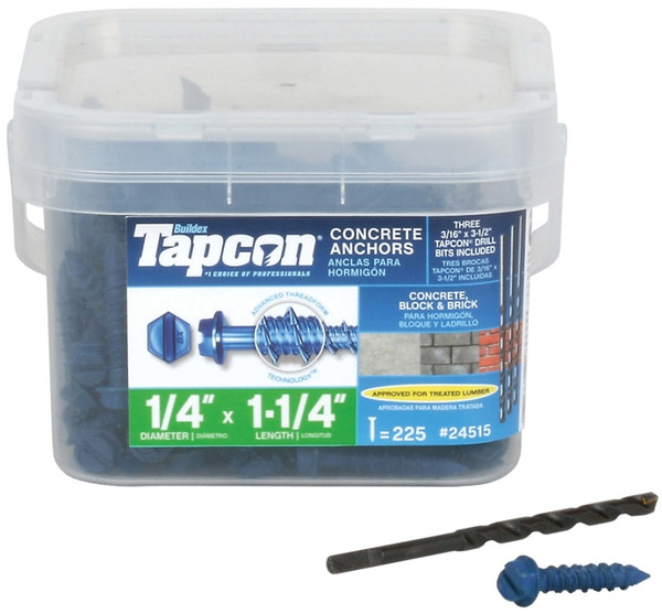 Buildex Tapcon 24515 Screw Anchor, Hex Drive, Steel, Climaseal [SKU: ORG7227648]