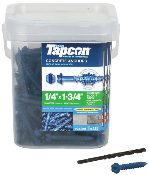 Buildex Tapcon 24520 Screw Anchor, Hex Drive, Steel, Climaseal [SKU: ORG7227663]