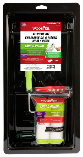 WOOSTER RR375-4 1/2 Trim Roller Kit, Smooth Surface, Microfiber, White, 4-Piece [SKU: ORG1737055]