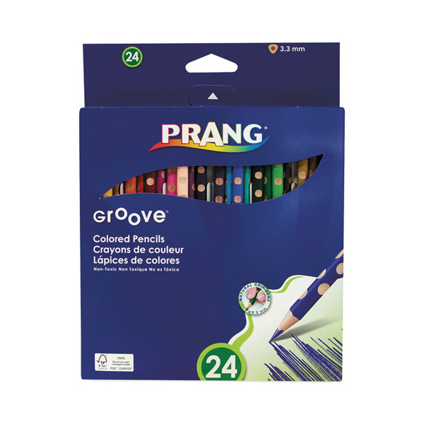 Groove Colored Pencils, 3.3 mm, 2B (#1), Assorted Lead/Barrel Colors, 24/Pack [SKU: DIX28124]
