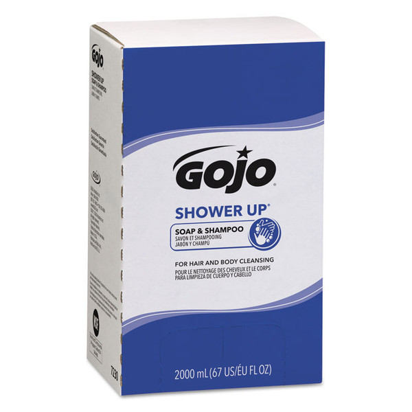 SHOWER UP Soap and Shampoo, Pleasant Scent, 2,000 mL Refill, 4/Carton [SKU: GOJ7230]