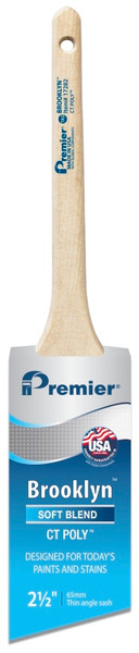 Premier Brooklyn 17282 Paint Brush, 2-1/2 in W, Thin Angle Sash Brush, 2-3/4 in L Bristle, Polyester Bristle [SKU: ORG0248955]