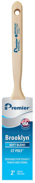 Premier Brooklyn 17301 Paint Brush, 2 in W, Flat Sash Brush, 2-3/4 in L Bristle, Polyester Bristle [SKU: ORG0248989]
