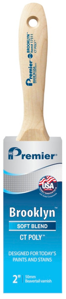 Premier Brooklyn 17311 Paint Brush, 2 in W, Beavertail Varnish Brush, 2-3/4 in L Bristle, Polyester Bristle [SKU: ORG0249029]