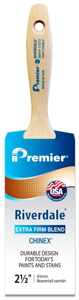 Premier Riverdale 17272 Paint Brush, 2-1/2 in W, Beavertail Varnish Brush, 2-15/16 in L Bristle, Chinex Bristle [SKU: ORG0249565]