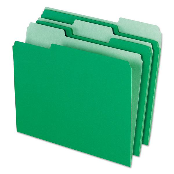 Interior File Folders, 1/3-Cut Tabs: Assorted, Letter Size, Bright Green, 100/Box [SKU: PFX421013BGR]