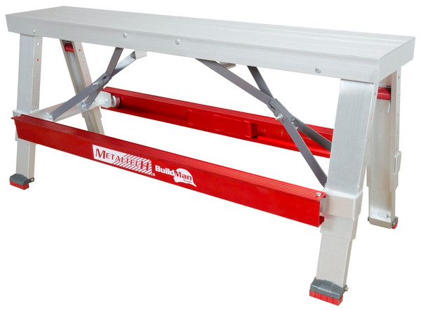 METALTECH I-BMDWB18 Drywall Bench, 48 in OAW, 6-1/4 in OAH, 17-1/2 in OAD, 500 lb Capacity, Red, Aluminum Tabletop [SKU: ORG1636547]