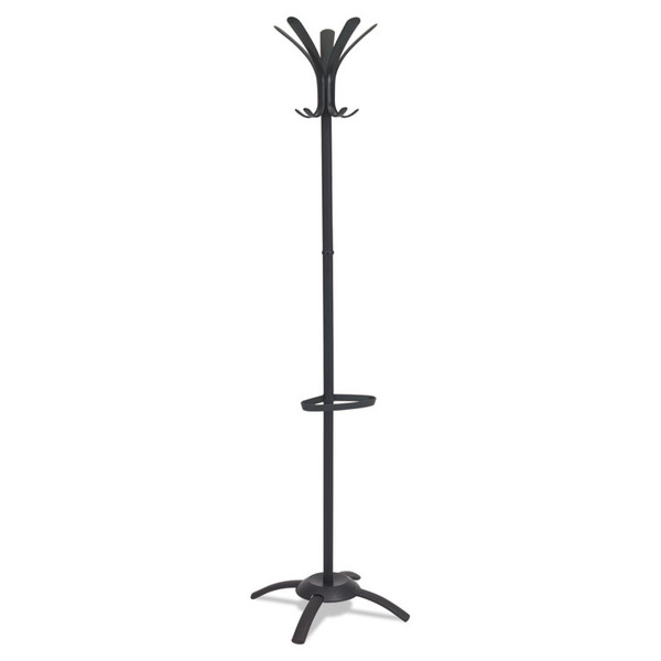 CLEO Coat Stand, Stand Alone Rack, Ten Knobs, Steel/Plastic, 19.75w x 19.75d x 68.9h, Black [SKU: ABAPMCLEON]
