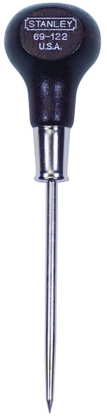 STANLEY 69-122 Scratch Awl, 3/16 in Dia Shank, 3-3/8 in L Shank, 6-1/16 in OAL, Knob Handle, Hardwood Handle [SKU: ORG6503700]