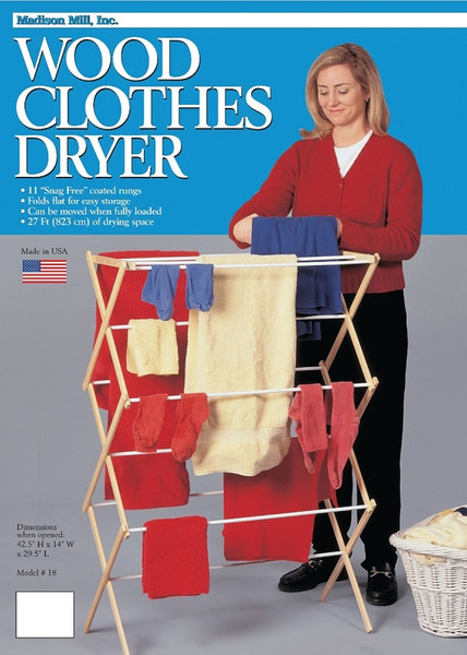 Madison Mill 18 Cloth Dryer, Wood, 14 in W, 42-1/2 in H, 29-1/2 in L [SKU: ORG8454357]