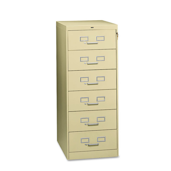 Six-Drawer Multimedia/Card File Cabinet, Putty, 21.25" x 28.5" x 52 [SKU: TNNCF669PY]