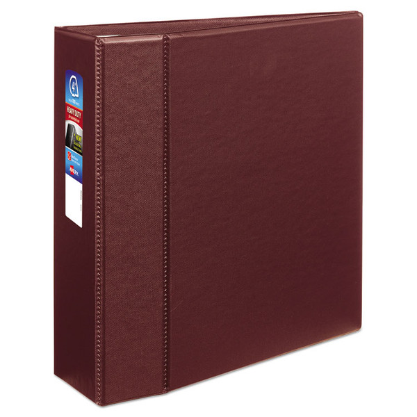 Heavy-Duty Non-View Binder with DuraHinge and Locking One Touch EZD Rings, 3 Rings, 4" Capacity, 11 x 8.5, Maroon [SKU: AVE79364]