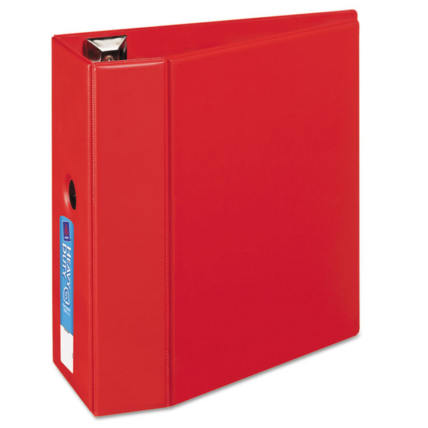 Heavy-Duty Non-View Binder with DuraHinge, Locking One Touch EZD Rings and Thumb Notch, 3 Rings, 5" Capacity, 11 x 8.5, Red [SKU: AVE79586]