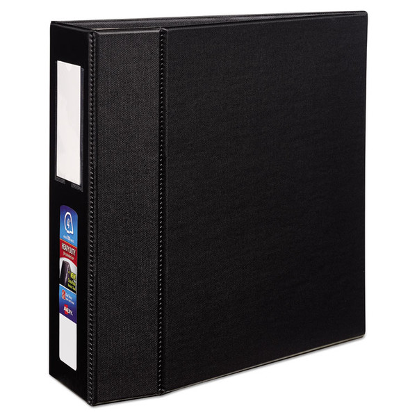 Heavy-Duty Non-View Binder with DuraHinge, Three Locking One Touch EZD Rings and Spine Label, 4" Capacity, 11 x 8.5, Black [SKU: AVE79994]
