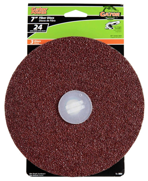 Gator 3084 Sanding Disc, 7 in Dia, 24 Grit, Extra Coarse, Aluminum Oxide Abrasive, Resin Backing [SKU: ORG2861276]