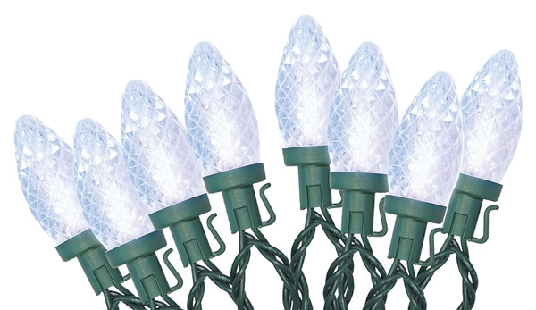 Santas Forest 24981 LED Lights, Spool, C9, Faceted, Clear White, 100 ct [SKU: ORG4635355]