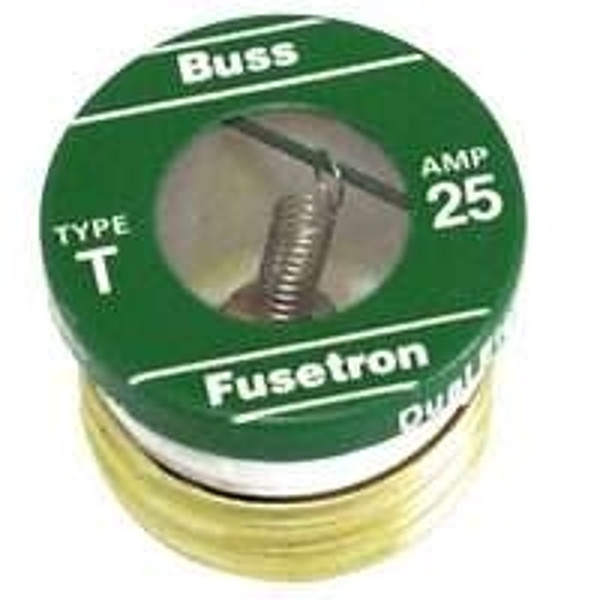 Bussmann T-25 Plug Fuse, 25 A, 125 V, 10 kA Interrupt, Plastic Body, Low Voltage, Time Delay Fuse [SKU: ORG4180998]