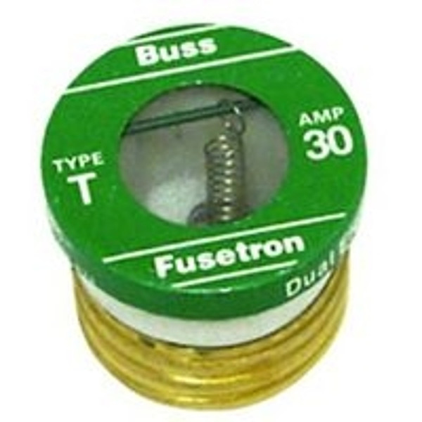 Bussmann T-30 Plug Fuse, 30 A, 125 V, 10 kA Interrupt, Plastic Body, Low Voltage, Time Delay Fuse [SKU: ORG4181467]