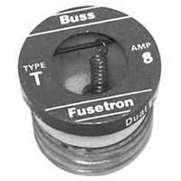 Bussmann BP/T-8 Plug Fuse, 8 A, 125 V, 10 kA Interrupt, Plastic Body, Low Voltage, Time Delay Fuse [SKU: ORG6196323]