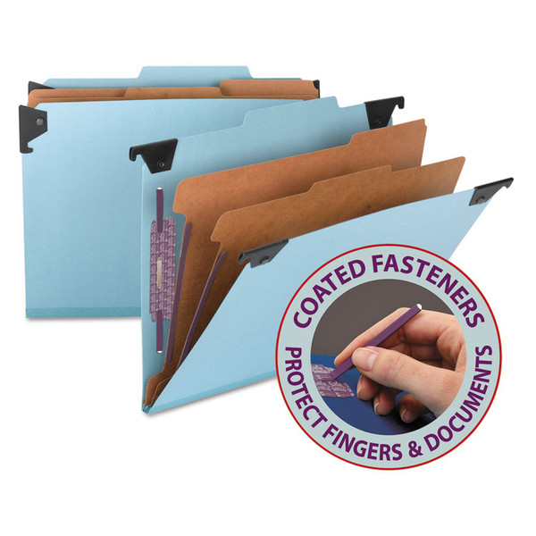 FasTab Hanging Pressboard Classification Folders, 2 Dividers, Letter Size, Blue [SKU: SMD65115]