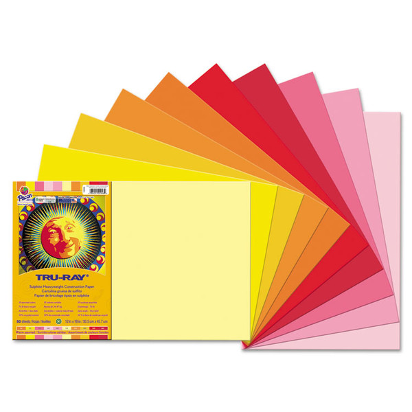Tru-Ray Construction Paper, 76 lb Text Weight, 12 x 18, Assorted Cool/Warm Colors, 25/Pack [SKU: PAC102948]