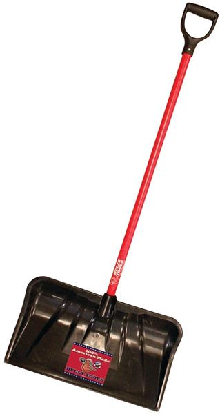 BULLY Tools 92814 Snow Shovel, 22 in W Blade, 19-3/4 in L Blade, Plastic Blade, Fiberglass Handle, 56 in OAL [SKU: ORG7774649]
