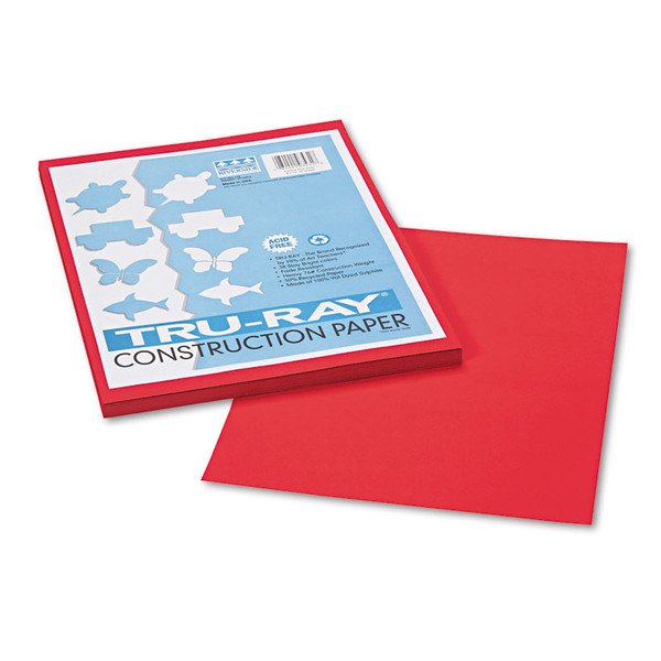 Tru-Ray Construction Paper, 76 lb Text Weight, 9 x 12, Festive Red, 50/Pack [SKU: PAC103431]