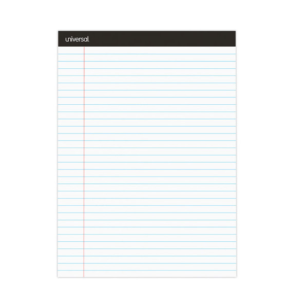 Premium Ruled Writing Pads with Heavy-Duty Back, Wide/Legal Rule, Black Headband, 50 White 8.5 x 11 Sheets, 6/Pack [SKU: UNV30630]