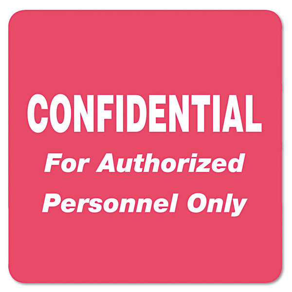 HIPAA Labels, CONFIDENTIAL For Authorized Personnel Only, 2 x 2, Red, 500/Roll [SKU: TAB40570]