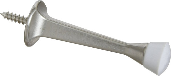 National Hardware N830-137 Door Stop, 3 in Projection, Die-Cast Zinc/Plastic/Rubber, Satin Nickel [SKU: ORG2049468]