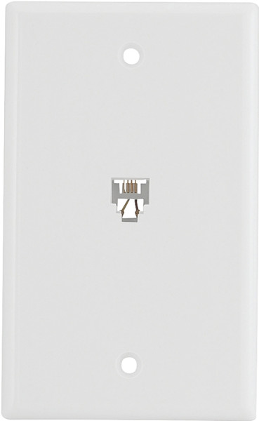 Eaton Wiring Devices 3532-4W Telephone Jack with Wallplate, Thermoplastic Housing Material, White [SKU: ORG6730014]