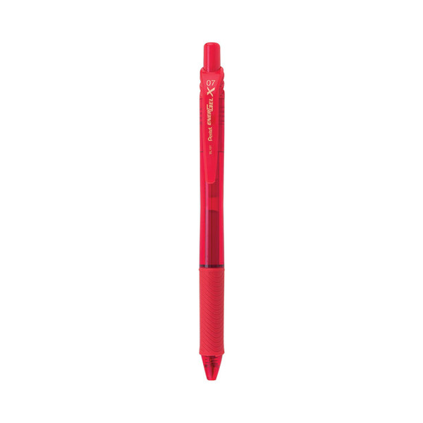 EnerGel-X Gel Pen, Retractable, Medium 0.7 mm, Red Ink, Red Barrel, Dozen [SKU: PENBL107B]