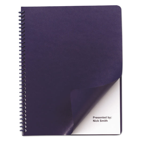 Leather-Look Presentation Covers for Binding Systems, Navy, 11.25 x 8.75, Unpunched, 100 Sets/Box [SKU: GBC2000711]