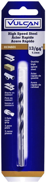 Vulcan 231161OR Jobber Drill Bit, 13/64 in Dia, 3-5/8 in OAL, 3-Flat Shank [SKU: ORG0134601]