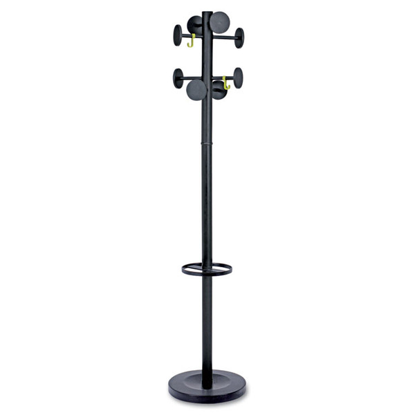 Stan3 Steel Coat Rack, Stand Alone Rack, Eight Knobs, 15w x 15d x 69.3h, Black [SKU: ABAPMSTAN3N]
