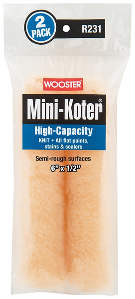 WOOSTER Mini-Koter R231-6 Mini Roller, 1/2 in Thick Nap, 6 in L, Fabric Cover [SKU: ORG7570591]