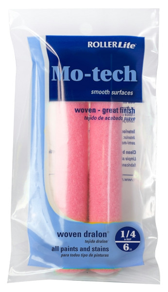 RollerLite Mo-Tech 6MT025D Mini Roller Cover Refill, 1/4 in Thick Nap, 6 in L, Dralon Cover, Pink [SKU: ORG4340220]