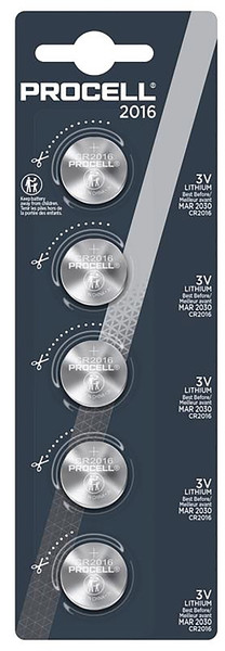 PROCELL PC2016 Coin Cell Battery, 3 V Battery, 110 mAh, Lithium Manganese Dioxide [SKU: ORG5271333]