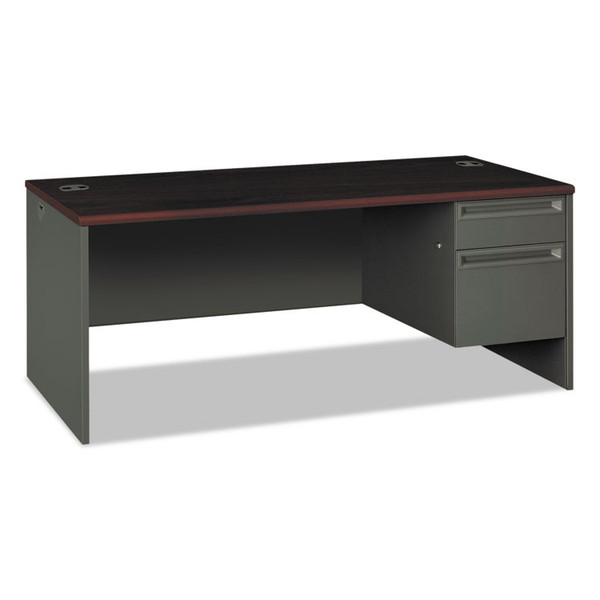 38000 Series Right Pedestal Desk, 72" x 36" x 29.5", Mahogany/Charcoal [SKU: HON38293RNS]