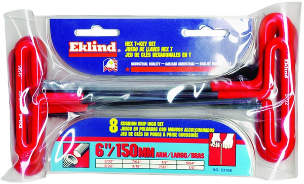 Eklind 53168 Hex T-Key Set, 8-Piece, Steel, Black [SKU: ORG6782353]