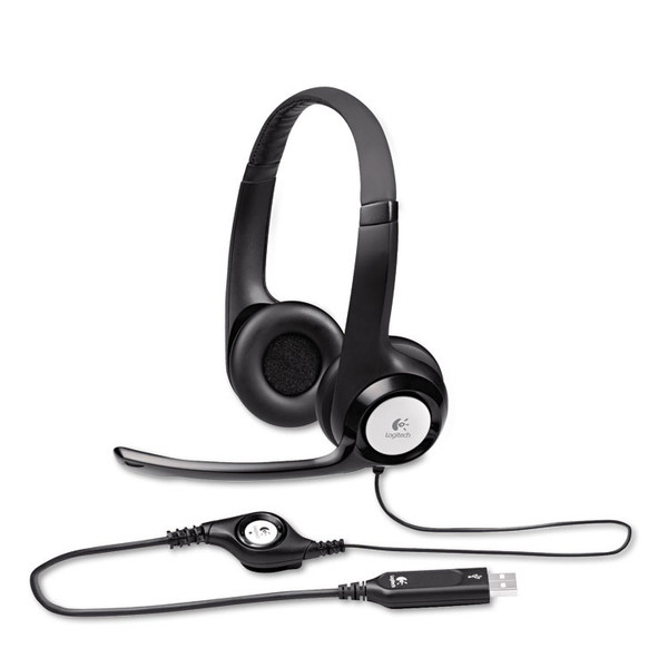 H390 Binaural Over The Head USB Headset with Noise-Canceling Microphone, Black [SKU: LOG981000014]