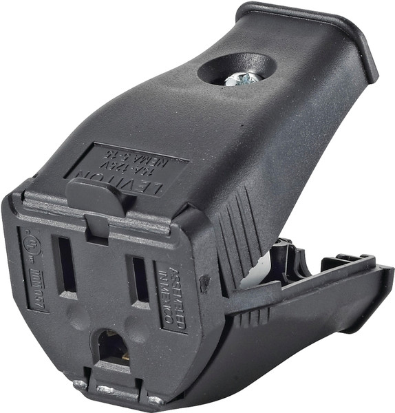 Leviton 000-3W102-00E Cord Connector, 2 -Pole, 15 A, 125 V, Black [SKU: ORG5772660]