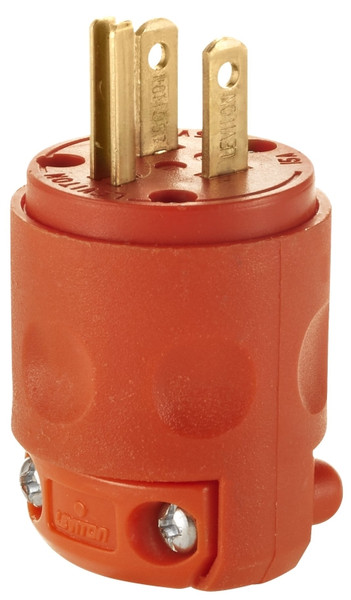 Leviton 515PV-OR Electrical Plug, 2 -Pole, 15 A, 125 VAC, NEMA: NEMA 5-15P, Orange [SKU: ORG0872028]