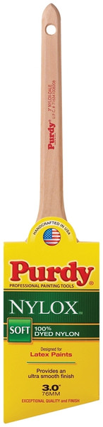 Purdy Nylox Dale 144080230 Angular Trim Brush, 3 in W, 2-15/16 in L Bristle, Nylon Bristle, Rat Tail Handle [SKU: ORG6988737]