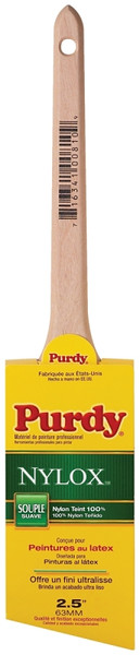 Purdy Nylox Dale 144080225 Angular Trim Brush, 2-1/2 in W, 2-11/16 in L Bristle, Nylon Bristle, Rat Tail Handle [SKU: ORG6989032]